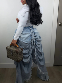 Ruched Draped Jeans
