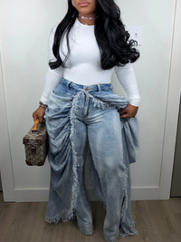 Ruched Draped Jeans