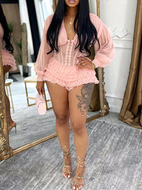 V-Neck Frilled Romper