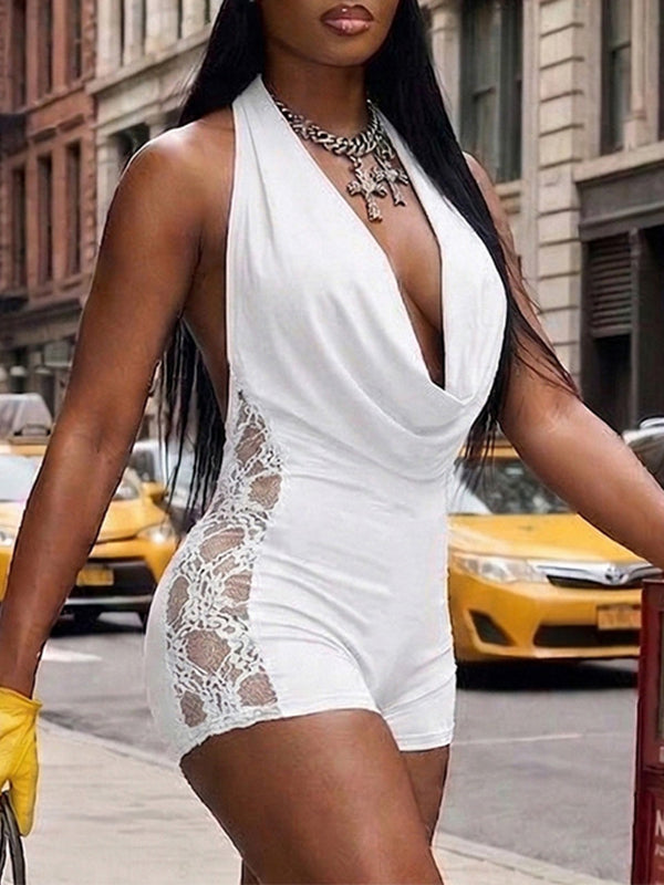 Lace Combo Halter Romper