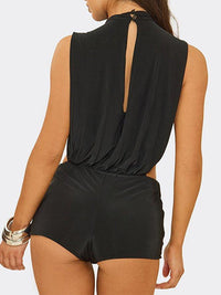 Solid Ruched Sleeveless Romper