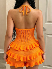 Crochet Ruffle Halter Romper