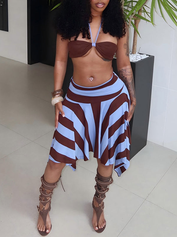 Halter Bikini Top & Skirt Set