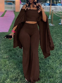 Solid Off-Shoulder Top & Pants Set