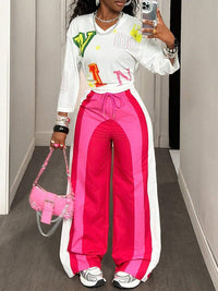 Colorblock Wide-Leg Pants