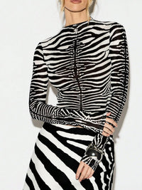 Zebra-Print Sheer Tee