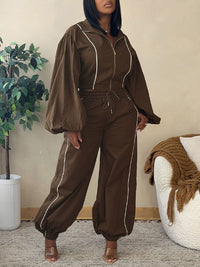 Stripe Zip-Front Jacket & Pants Set