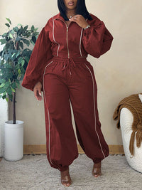 Stripe Zip-Front Jacket & Pants Set