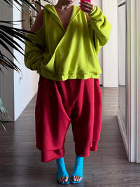 Wide-Leg Cropped Sweatpants