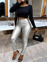 Metallic Skinny Pants