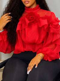 3D Floral Ruffle Blouse