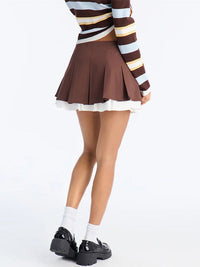 Layered Pleated Mini Skirt