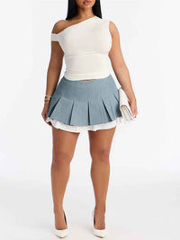 Layered Pleated Mini Skirt