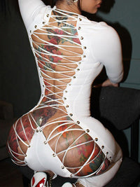 Lace-Up Skinny Jumpsuit