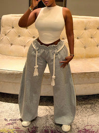 Drawstring Wide-Leg Sweatpants
