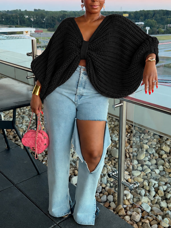 Chunky-Knit Bow-Front Sweater