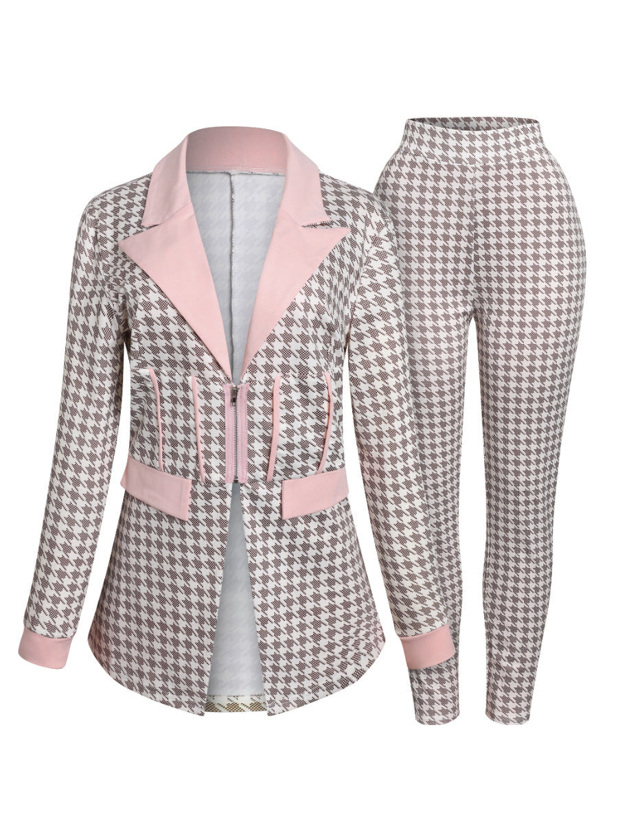 Houndstooth Blazer & Pants Set