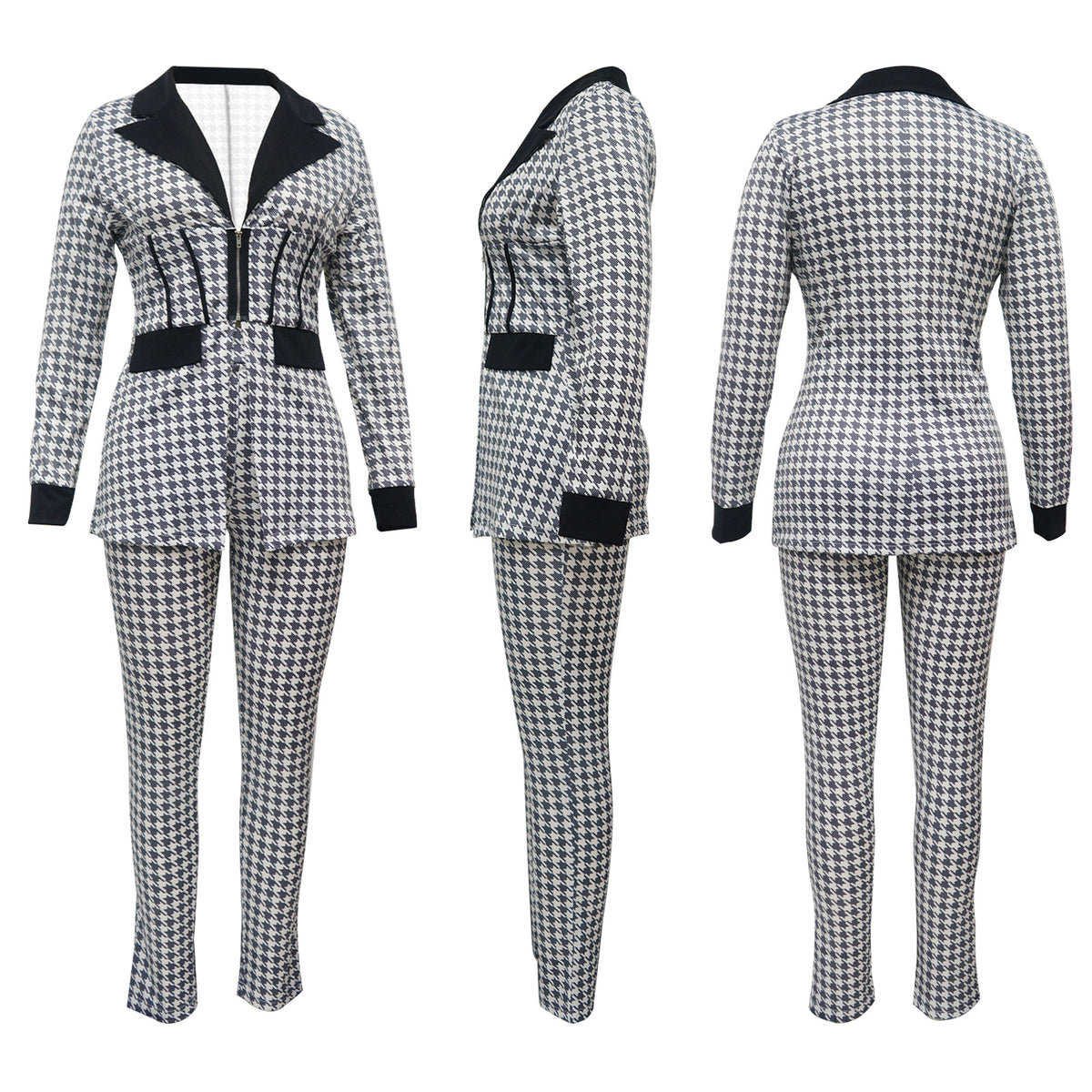 Houndstooth Blazer & Pants Set