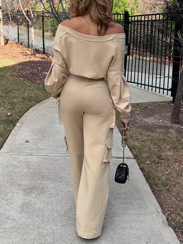 Twisted Top & Cargo Pants Set--Clearance