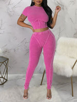 Ribbed Crop Top & Pants Set