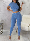 Ribbed Crop Top & Pants Set