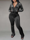Velvet Hoodie & Flared Pants Set