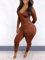 V-Neck Drawstring Jumpsuit