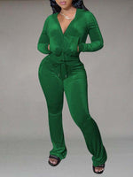 Velvet Hoodie & Flared Pants Set