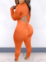 V-Neck Drawstring Jumpsuit