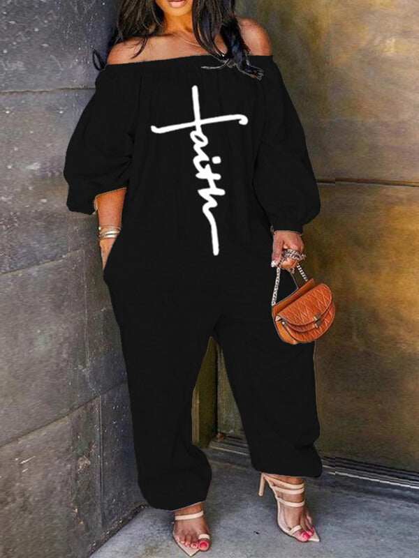 Faith Off-Shoulder Jumpsuit--Clearance