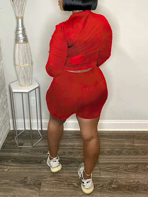 Zip-Front Top & Shorts Set