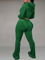 Velvet Hoodie & Flared Pants Set