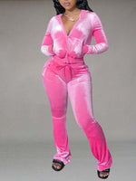Velvet Hoodie & Flared Pants Set