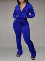 Velvet Hoodie & Flared Pants Set