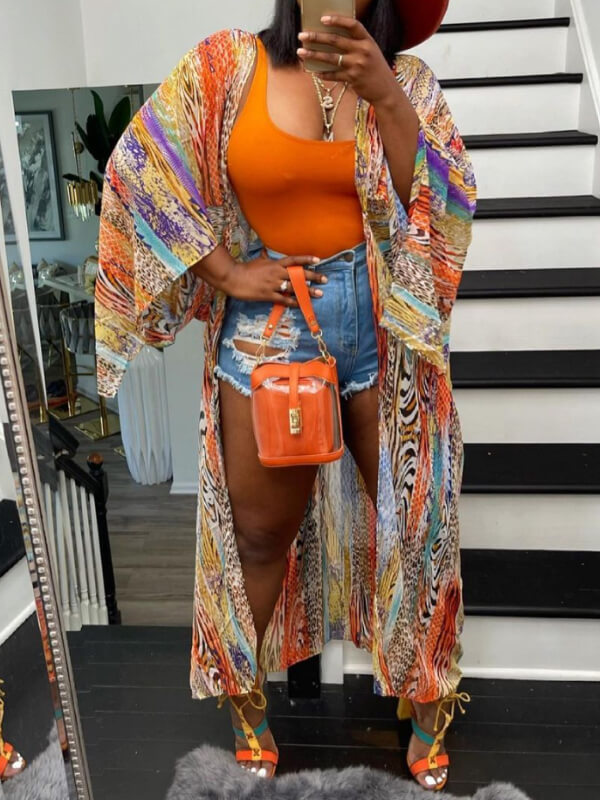 Printed Chiffon Kimono