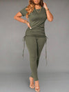 Solid Drawstring Top & Pants Set