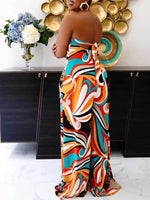 Printed Strapless Tied-Back Jumpsuit