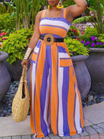 Colorblock Smocked Wide-Leg Jumpsuit