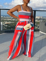 Colorblock Smocked Wide-Leg Jumpsuit