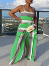 Colorblock Smocked Wide-Leg Jumpsuit