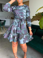 Bellizimos Camo Tied Ruffle Dress