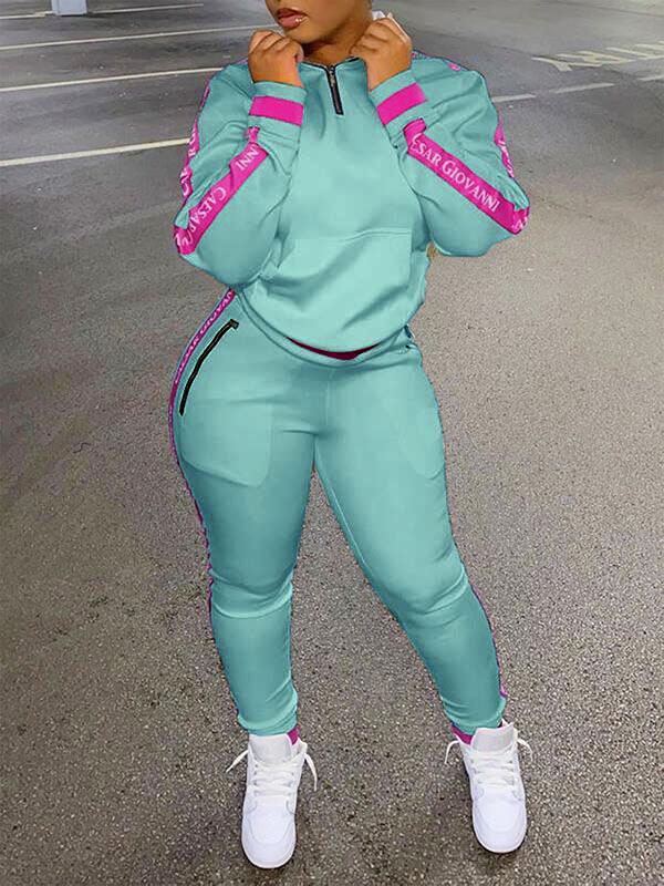 Zip-Front Sweatshirt & Jogger Pants Set