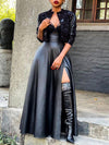 Slit Faux-Leather Skirt