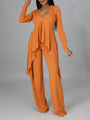 Ribbed Asymmetric Top & Pants Set--Clearance