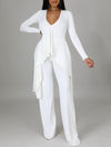 Ribbed Asymmetric Top & Pants Set--Clearance