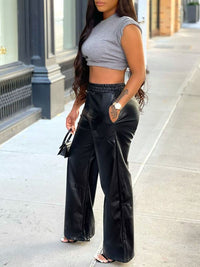 Bellizimos Faux-Leather Elastic-Waist Pants
