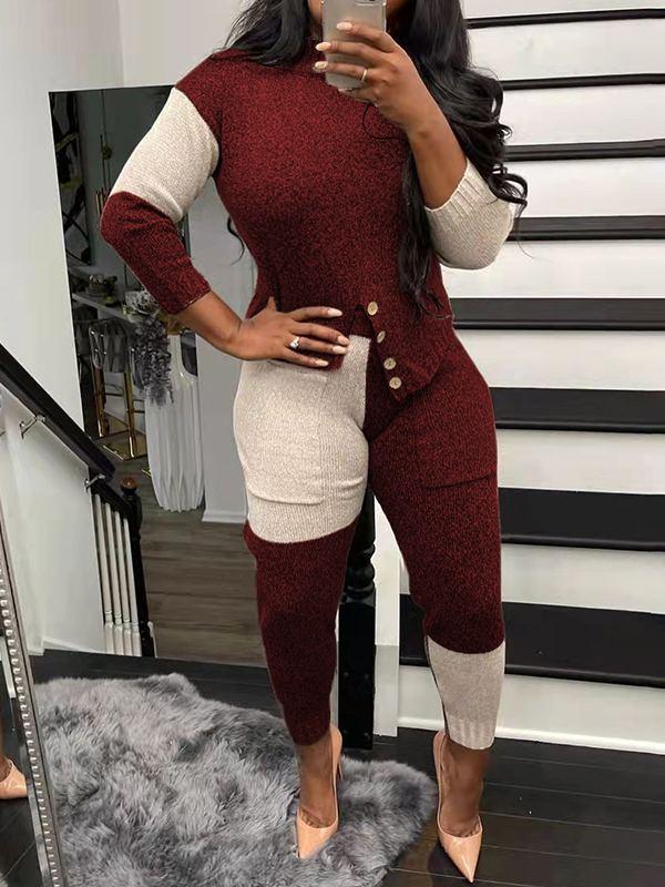 Bellizimos Two-Tone Knit Top & Pants Set