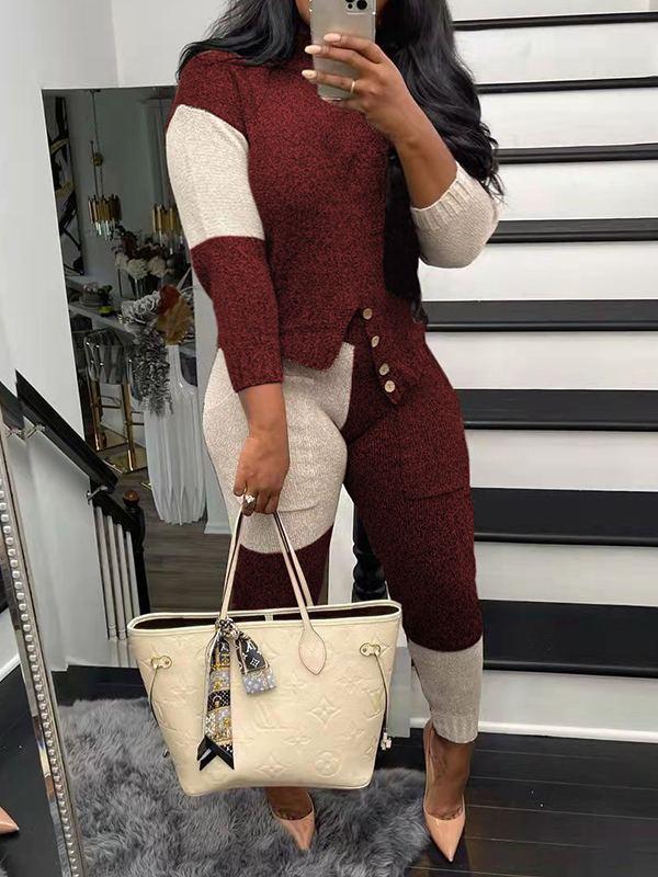 Bellizimos Two-Tone Knit Top & Pants Set
