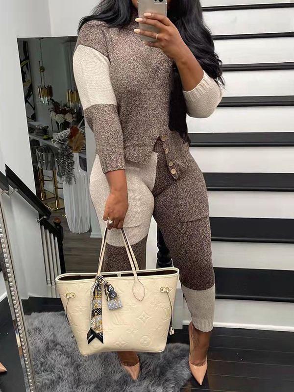 Bellizimos Two-Tone Knit Top & Pants Set