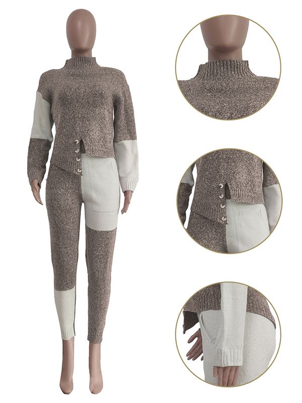Bellizimos Two-Tone Knit Top & Pants Set